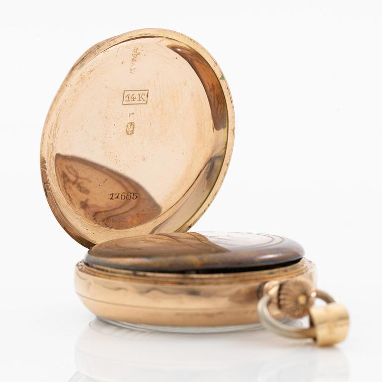 Pocket watch, 14K gold, 34 mm.