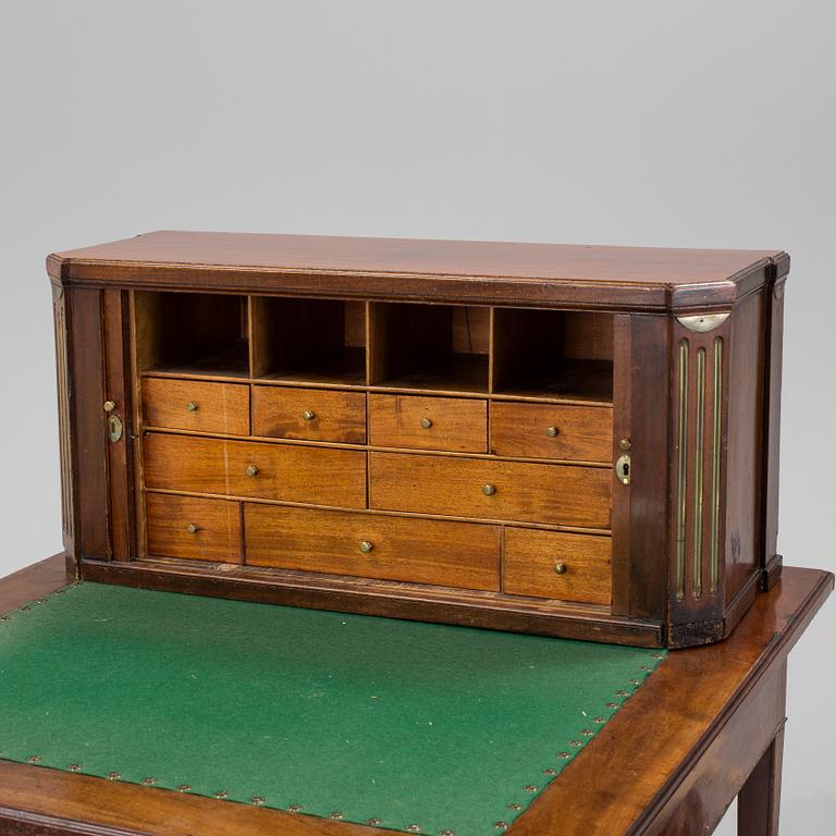 A late mahogany gustavian desk from about 1800.