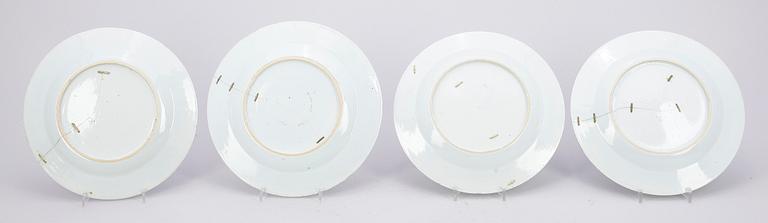 TALLRIKAR, 4 st, porslin, Qing dynastin, Qianlong (1736-95).