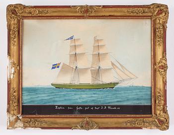 OKÄND KONSTNÄR, akvarell, signerad Jn Moutte och daterad 1857.