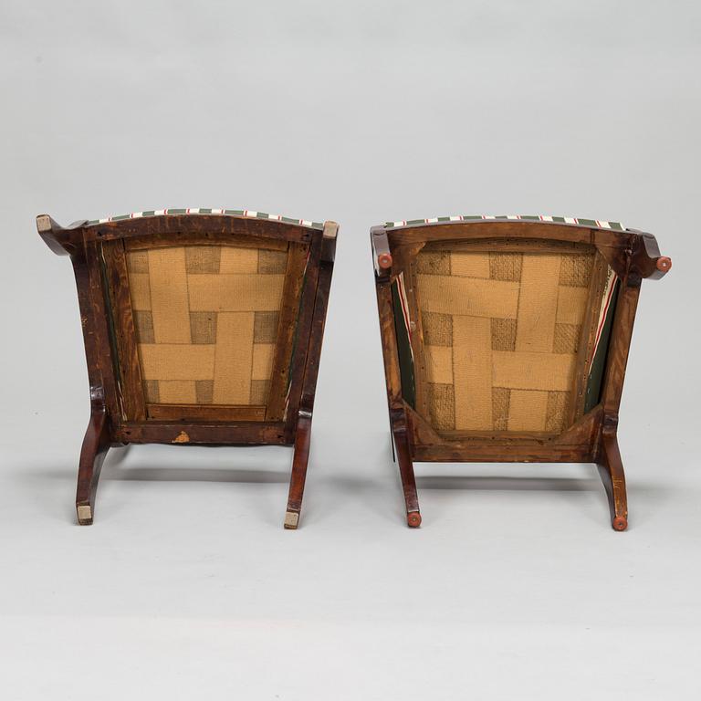 Seven mahogany veneered Empire style chairs, Russia / the Baltics, mid 19th century.