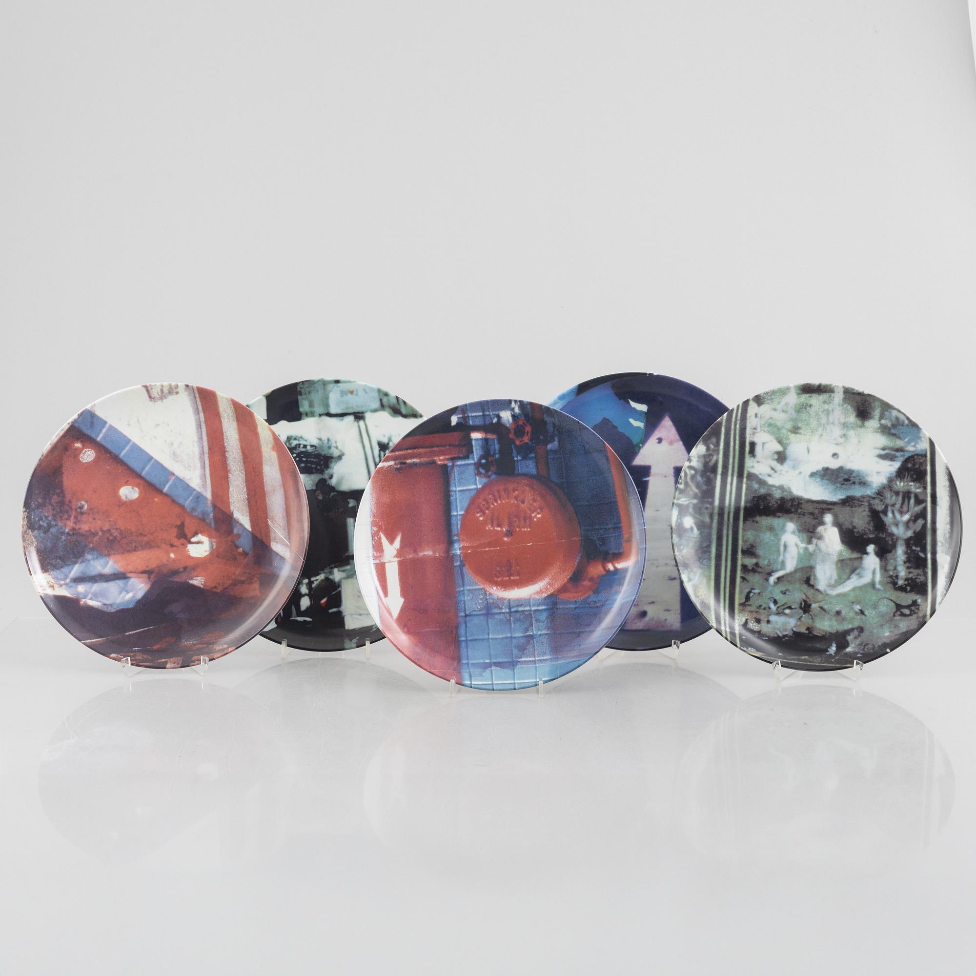 Robert Rauschenberg, tallrikar, 5 st, exclusive edition för Guggenheim Museum, USA, 1997.