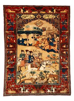 A carpet, Antique Kashan, so called Motachem, ca 197 x 143 cm.