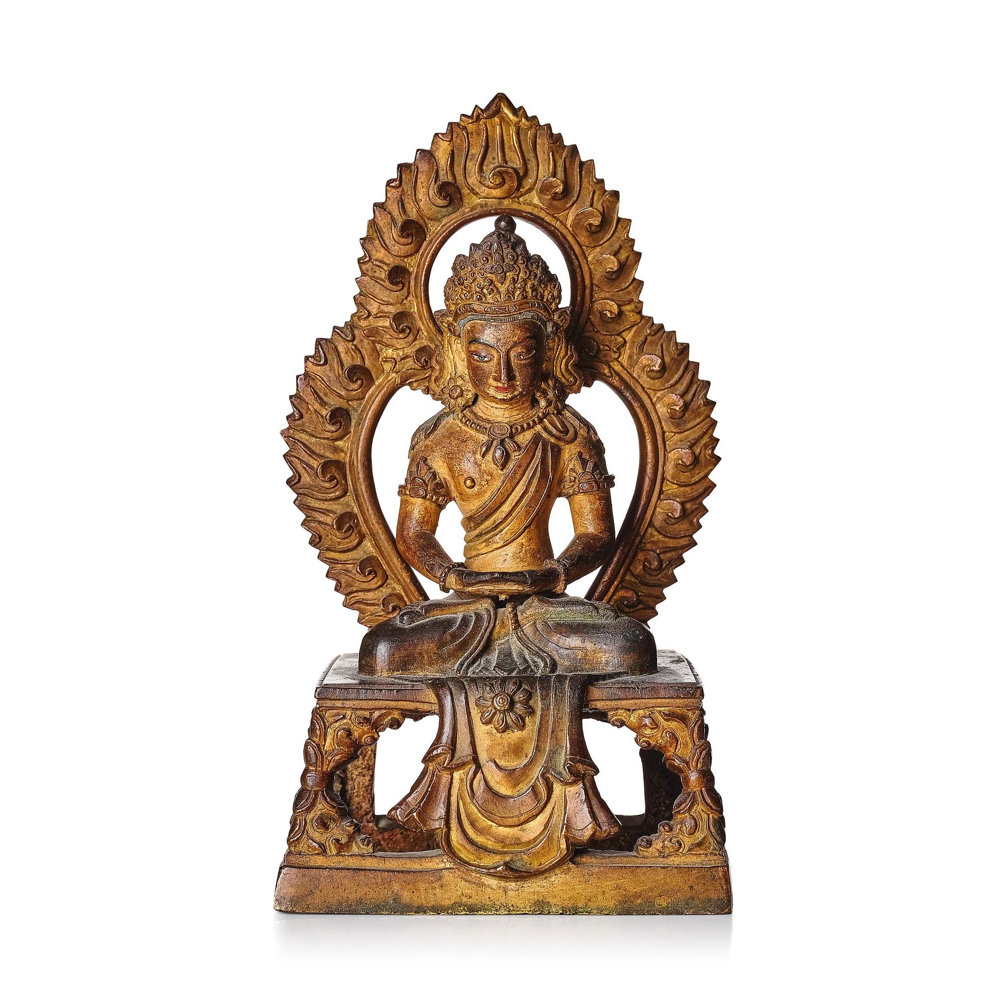 Amittayus buddha, brons. Qingdynastin, sen Qianlong /omkring 1800.