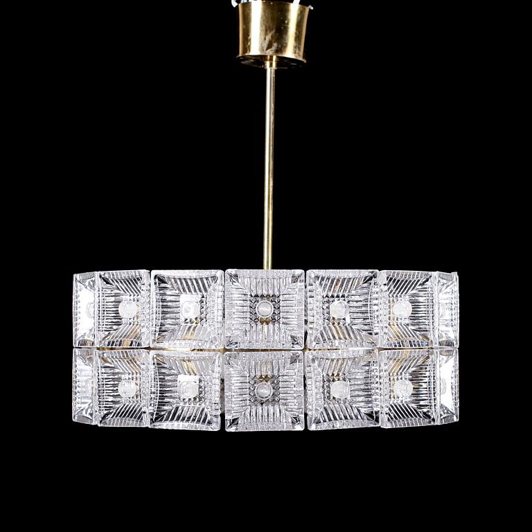 TAKLAMPA, Carl Fagerlund, Orrefors, 1900-talets andra hälft. Höjd 40 cm.