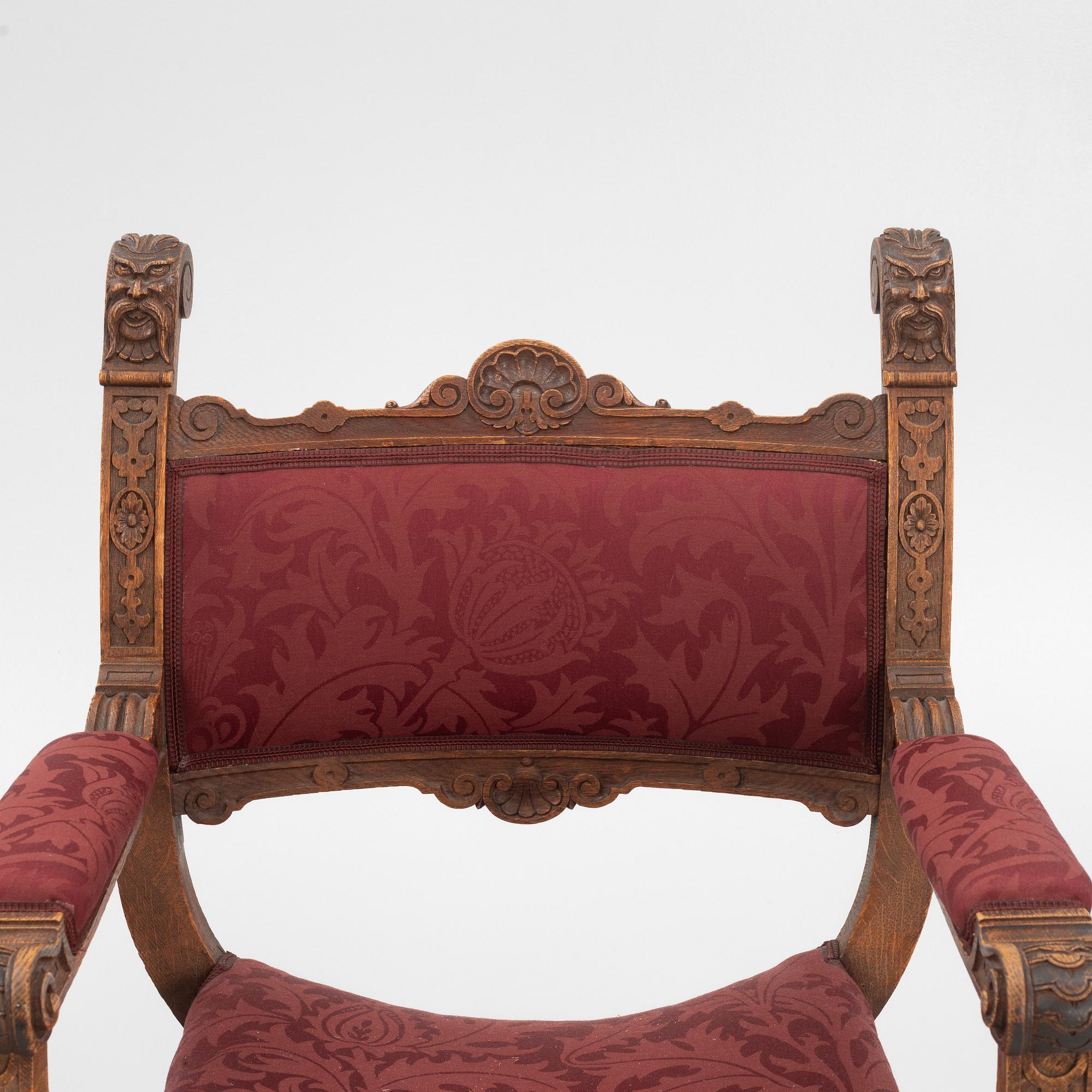 Karmstolar, ett par, sent 1800-tal, Nyrenässans.