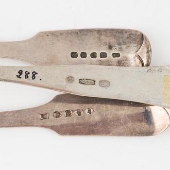 Silver serving cutlery, 19th Century (4 pcs).