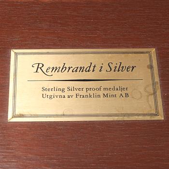 50 silver medallions, "Rembrandt in silver" from Franklin Mint AB, 1970s.