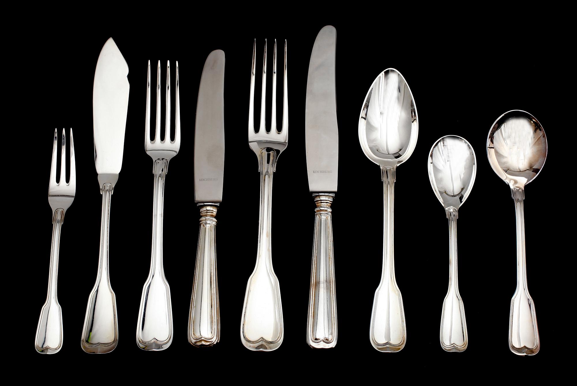 BESTICK, 193 delar, sterlingsilver, Koch & Bergfeld, Tyskland, 1900-tal. Vikt med knivblad ca 9916 g.