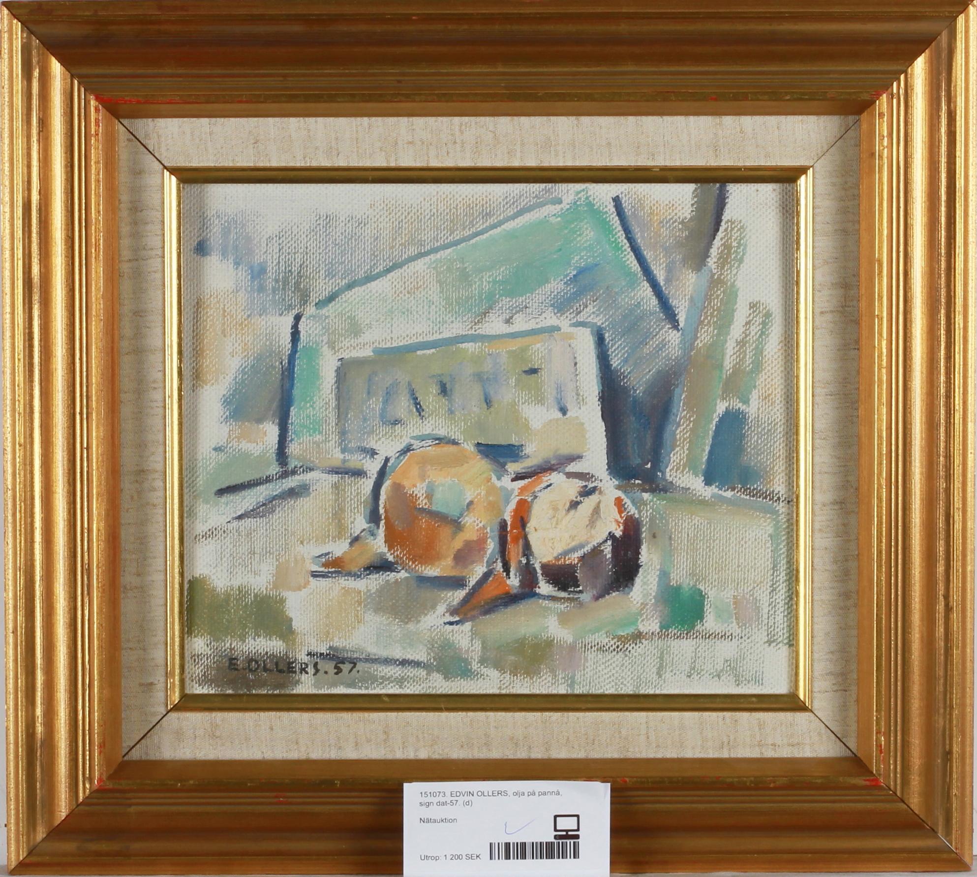 EDVIN OLLERS, olja på pannå, sign o dat -57.