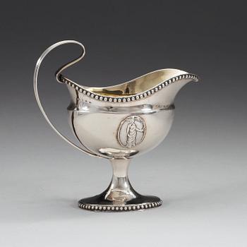 A Swedish 18th century parcel-gilt cream-jug, makers mark of Anders Fredrik Weise, Stockholm 1794.