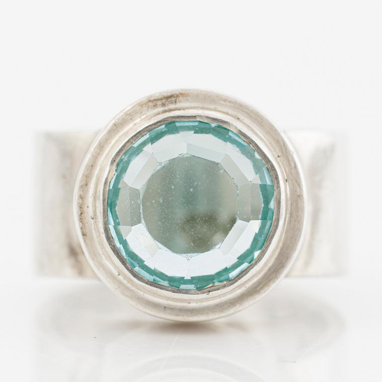 Anders Högberg, ring, sterling silver, with blue stone, Gothenburg 1977.