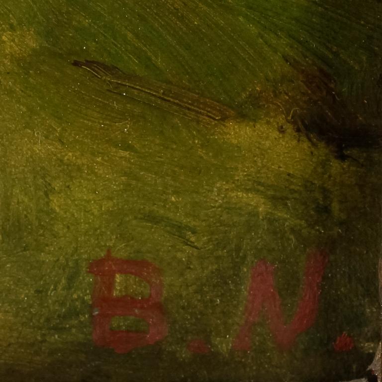 OKÄND KONSTNÄR, olja på duk, moniogramsignerad B N. 1800/1900-tal ,