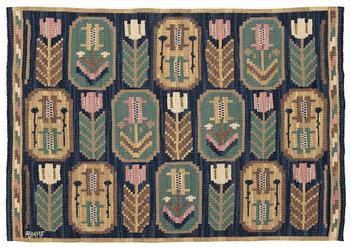 650. TEXTILE. "Medaljongerna". Flat weave (rölakan). 59 x 88,5 cm. Signed AB MMF.