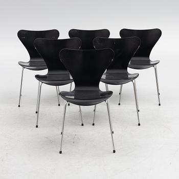 Arne Jacobsen, 6 'Serie 7' chairs, Fritz Hansen 20th century.