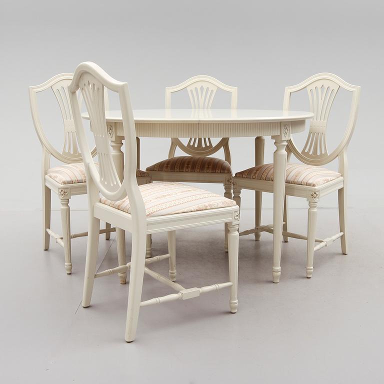MATGRUPP, 5 delar, gustaviansk stil, 1900-talets andra hälft.