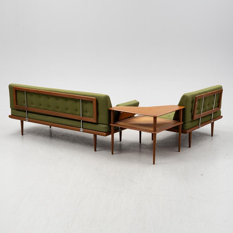 Peter Hvidt & Orla Mølgaard Nielsen, a three piece teak furniture suite, 'Minerva', France & Son, Denmark, 1950's/60's.