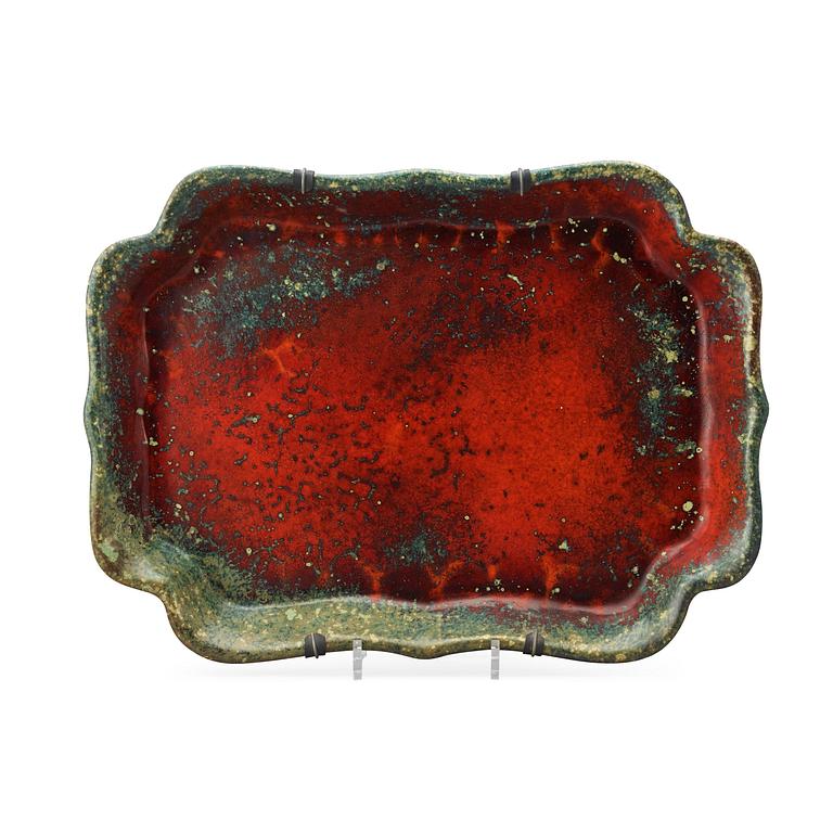 A Hans Hedberg faience tray, Biot, France.