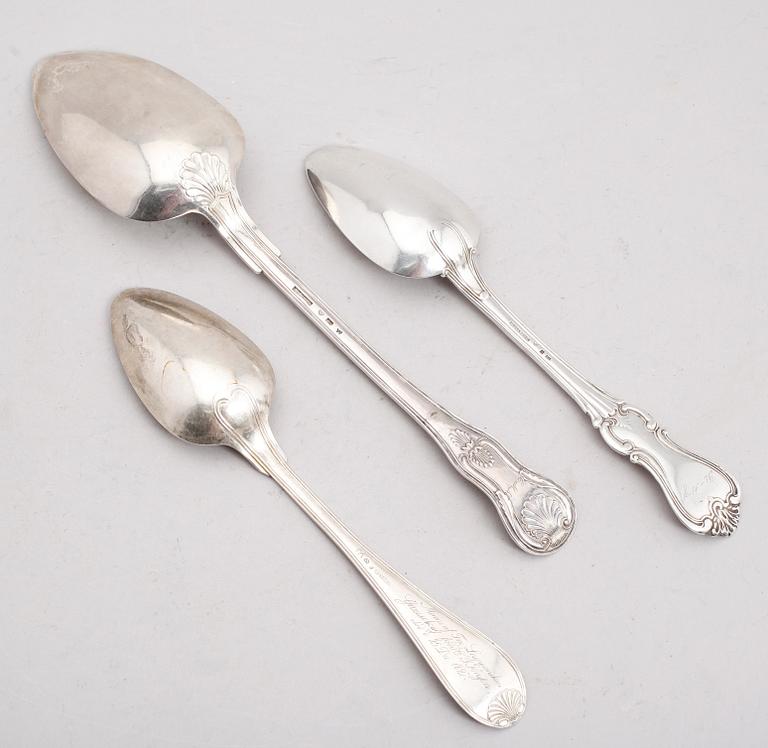 SKEDAR, 3 st, silver, 1800-tal. Vikt ca 243 gram.