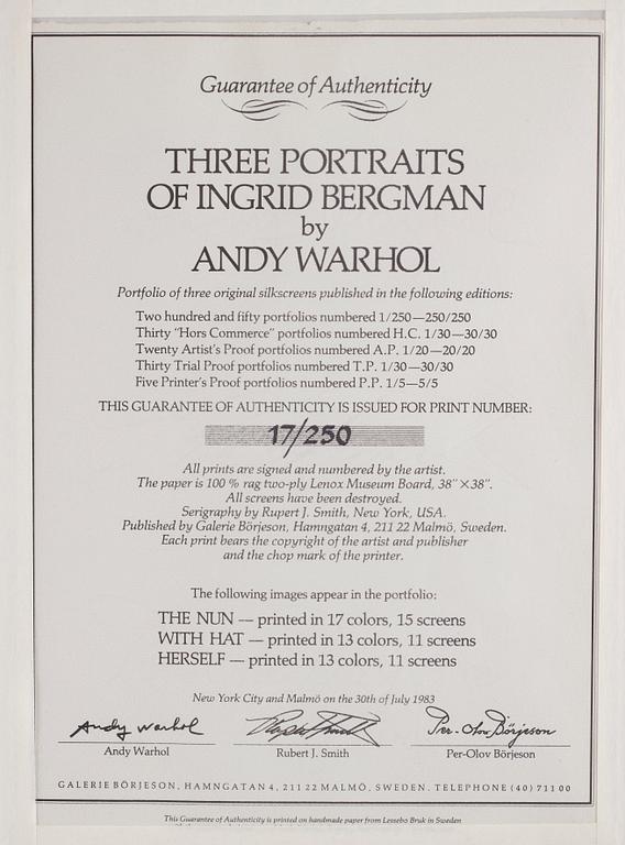 Andy Warhol, "Herself", ur: "Three portraits of Ingrid Bergman".