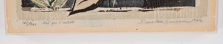 PAUL RENE GAUGUIN, träsnitt, signerad och numrerad 101/260 tiré par l'artiste, daterad 1962.