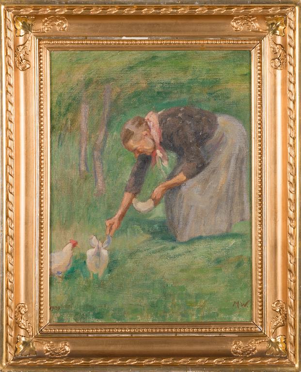 Maria Wiik, Feeding the hens.