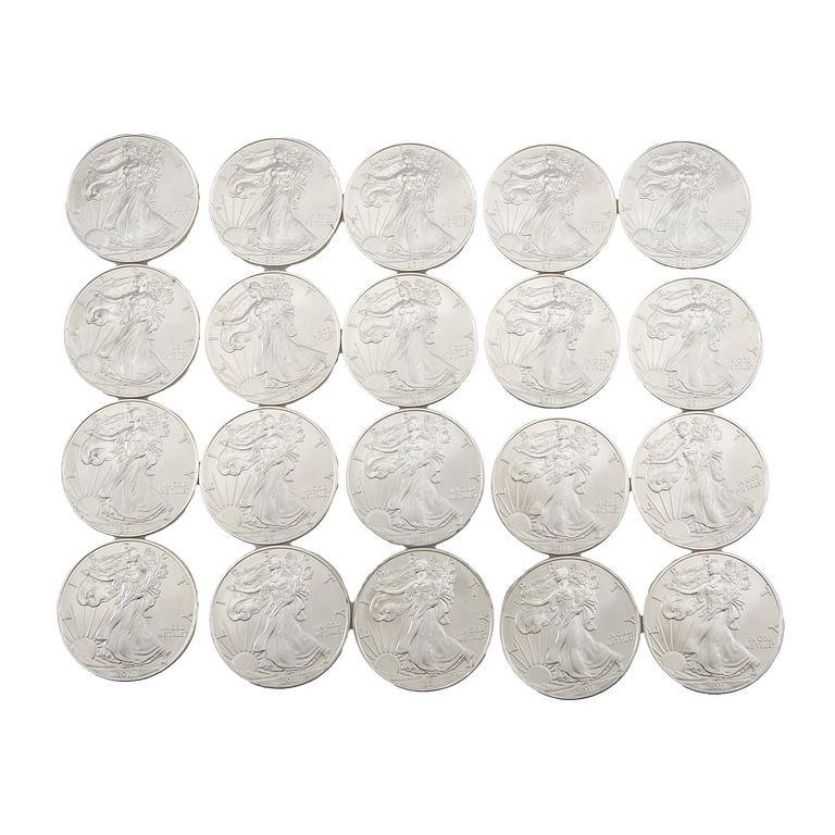 20 pcs 1 oz coins 999 silver.