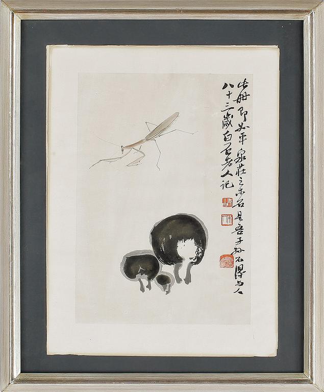 QI BAISHI (CHI PAI-SHIH), efter målning, träsnitt, 1950-tal.