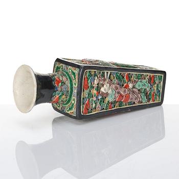 A famille noire pireced vase, Qing dynasty, 19th Century.