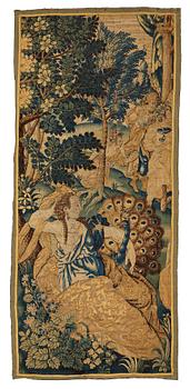 254. A TAPESTRY FRAGMENT, tapestry weave, ca 256,5 x 115 cm, Flanders/France the 17th century.