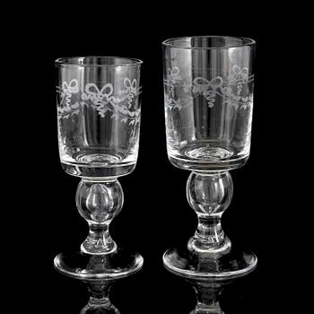 VINGLAS, 11 st, "Antik", Reijmyre Glasbruk.