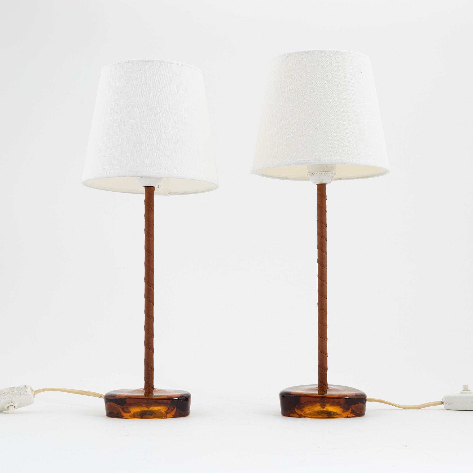 A pair of table lamps from Nybro, 1970's.