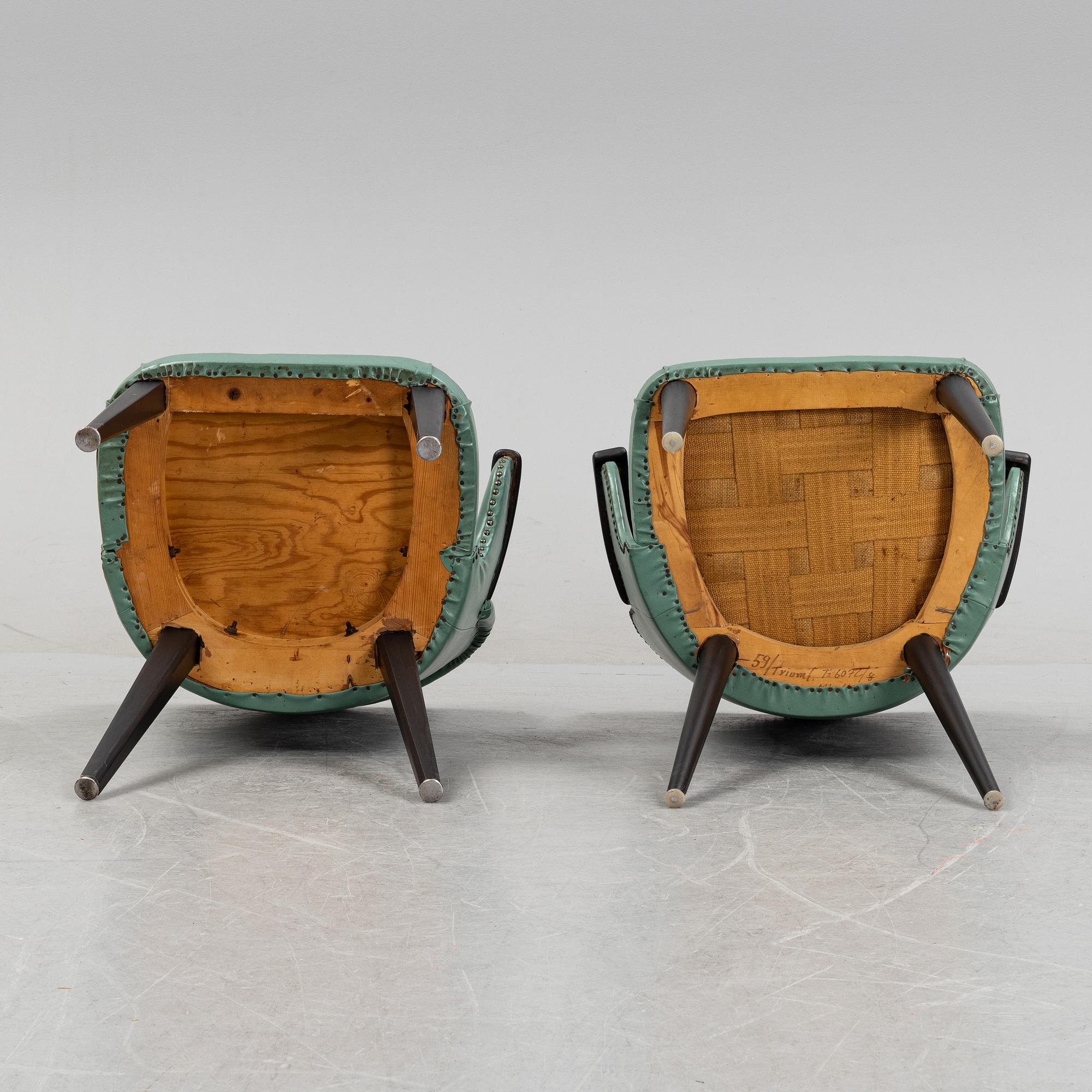 A pair of armchairs, mid 20th Century.
