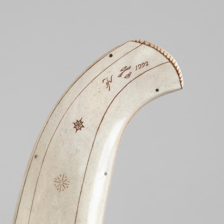 A knife, signed and dated 1992.