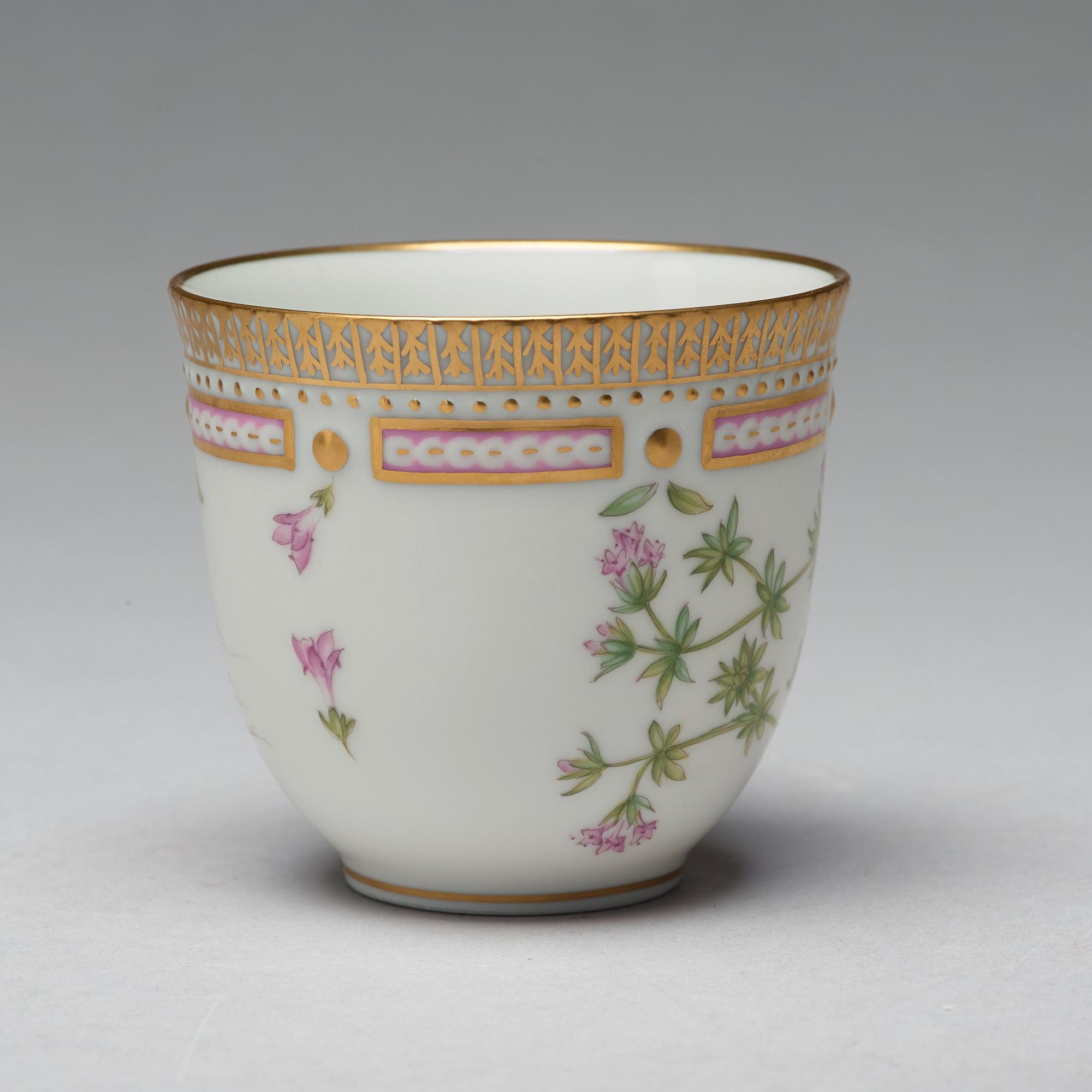 A set of four Royal Copenhagen 'Flora Danica' coffee cups with saucers, Denmark, 20th Century.