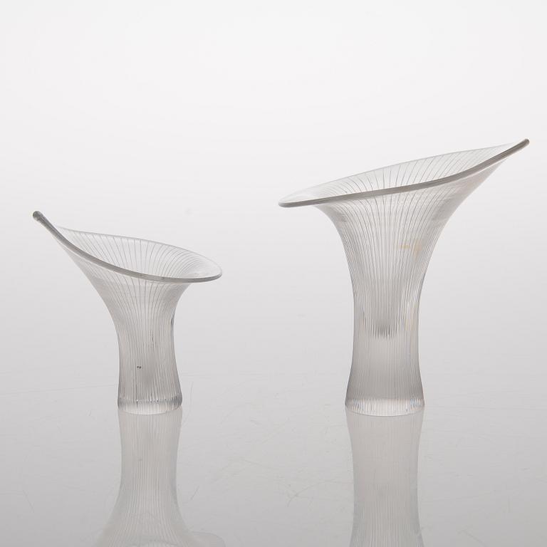 Two 'Chanterelle' glass vases, one signed Tapio Wirkkala, Iittala. Finland.