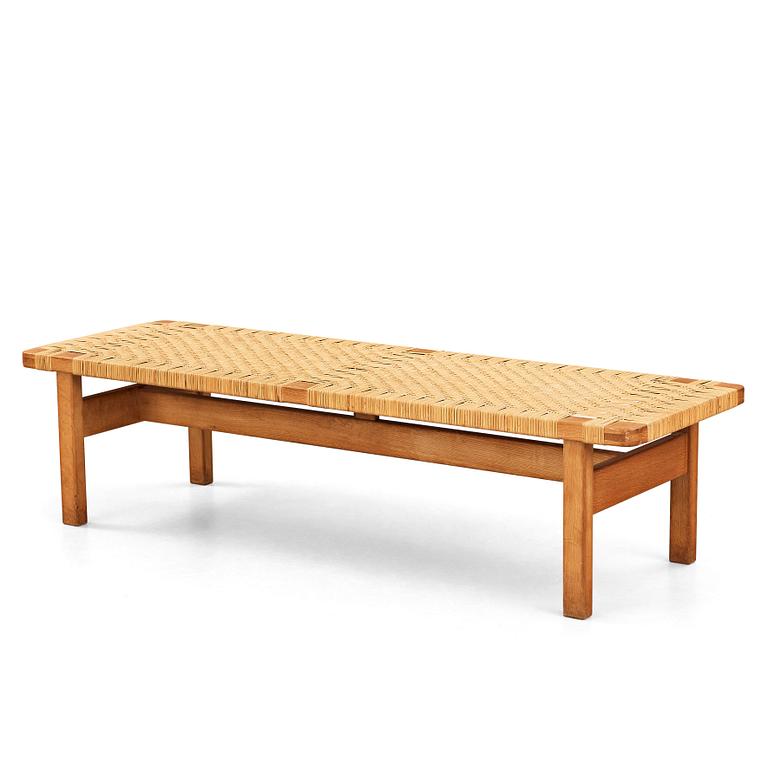 Børge Mogensen, an oak and rattan bench, Fredericia Stolefabrik, Denmark 1950's-60's.