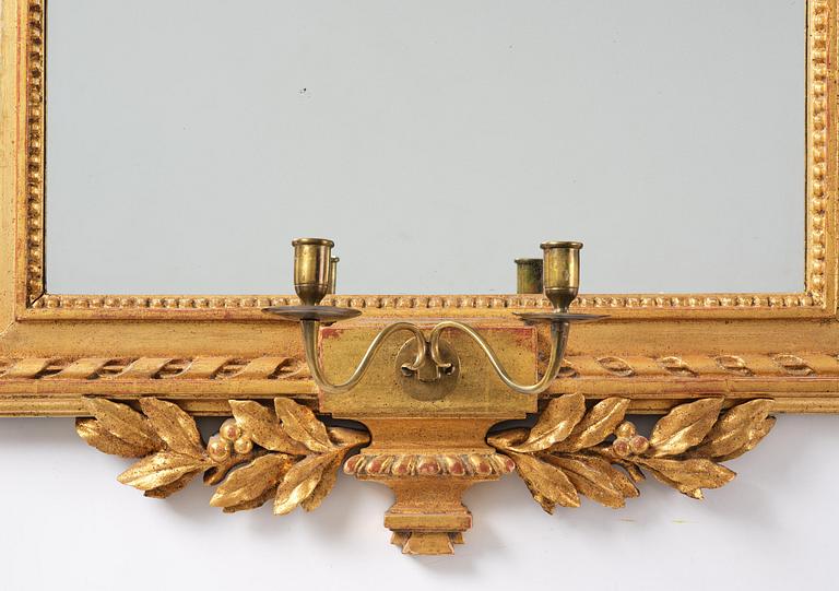 Spegellampett, för två ljus, omkring år 1800, Sengustaviansk.