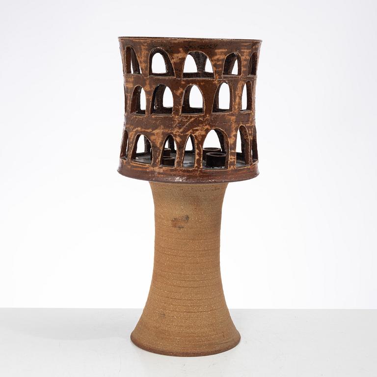 Lisa Larson, a stoneware candlestick, Gustavsberg, second half of the 20th century.