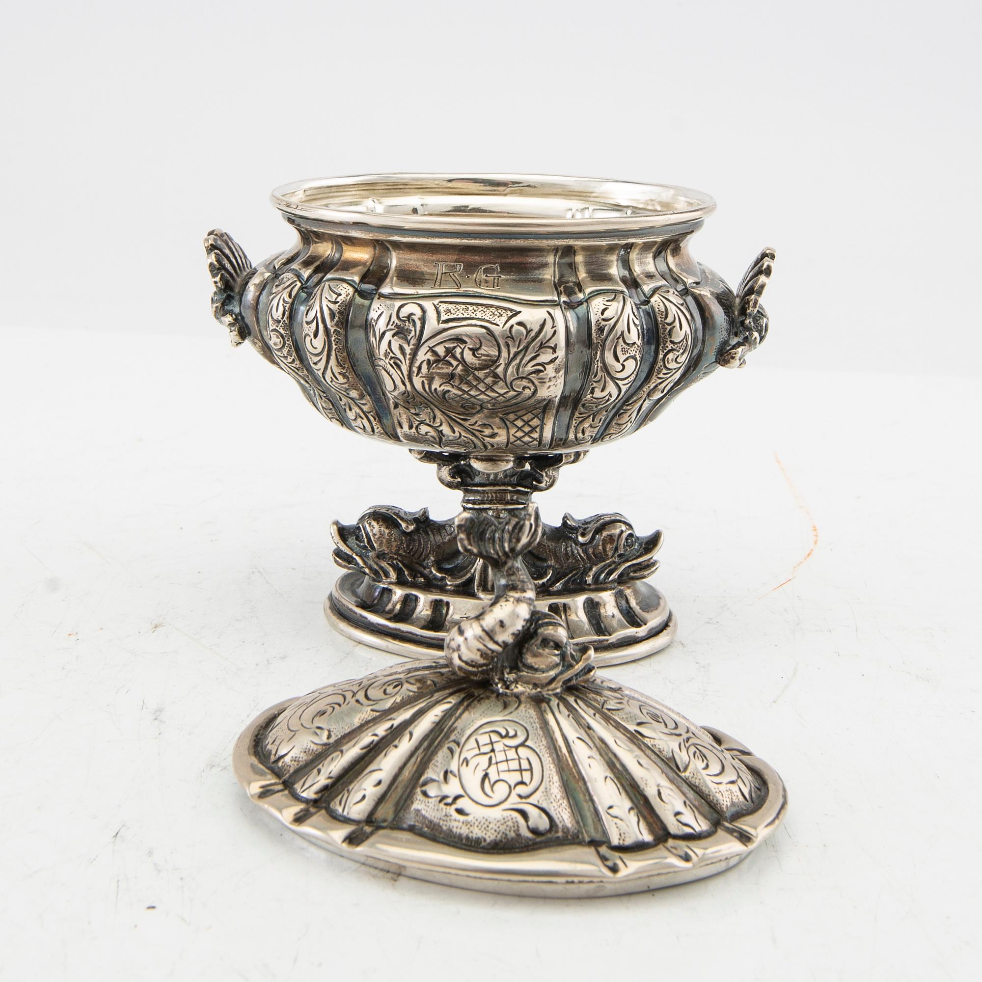 Carl Hoff sockerskål med lock, silver Helsingborg 1930.