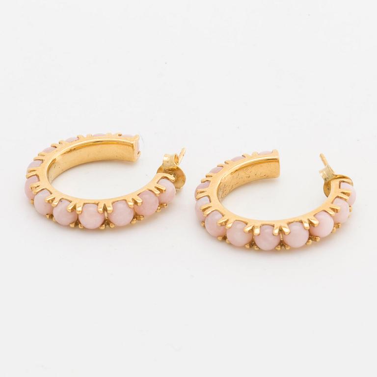 IDI ADI EARRINGS 14K gold w pink opals, "Alma Eternity Hoop".