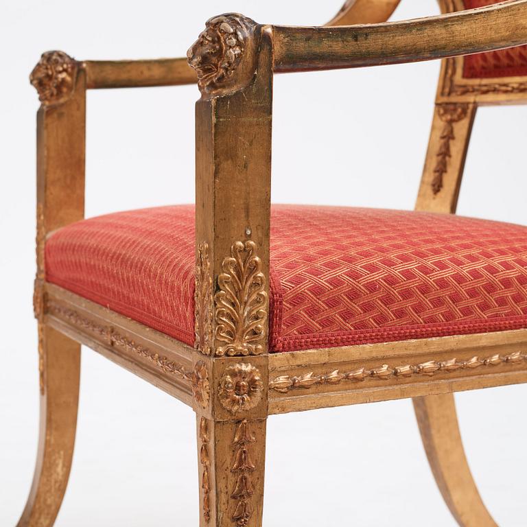 A pair of Swedish chairs in N C Salton's manner,  19th century.