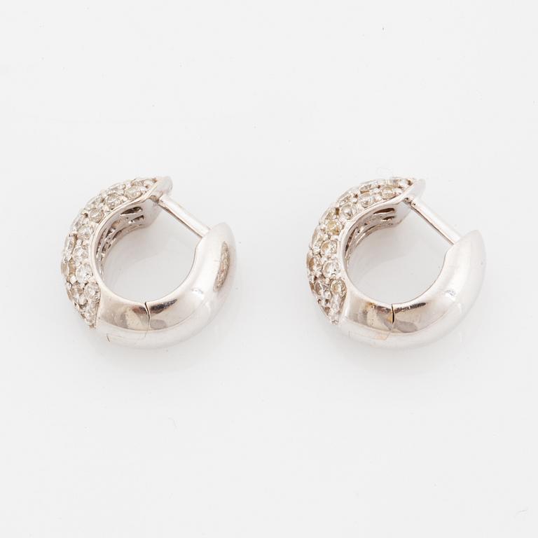 Pair of brilliant-cut diamond earrings, pavésetting, total ca 1.16 ct.