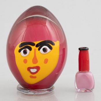 Erik Höglund, glasskulpturer, 2 st, signerade Strömbergshyttan,.