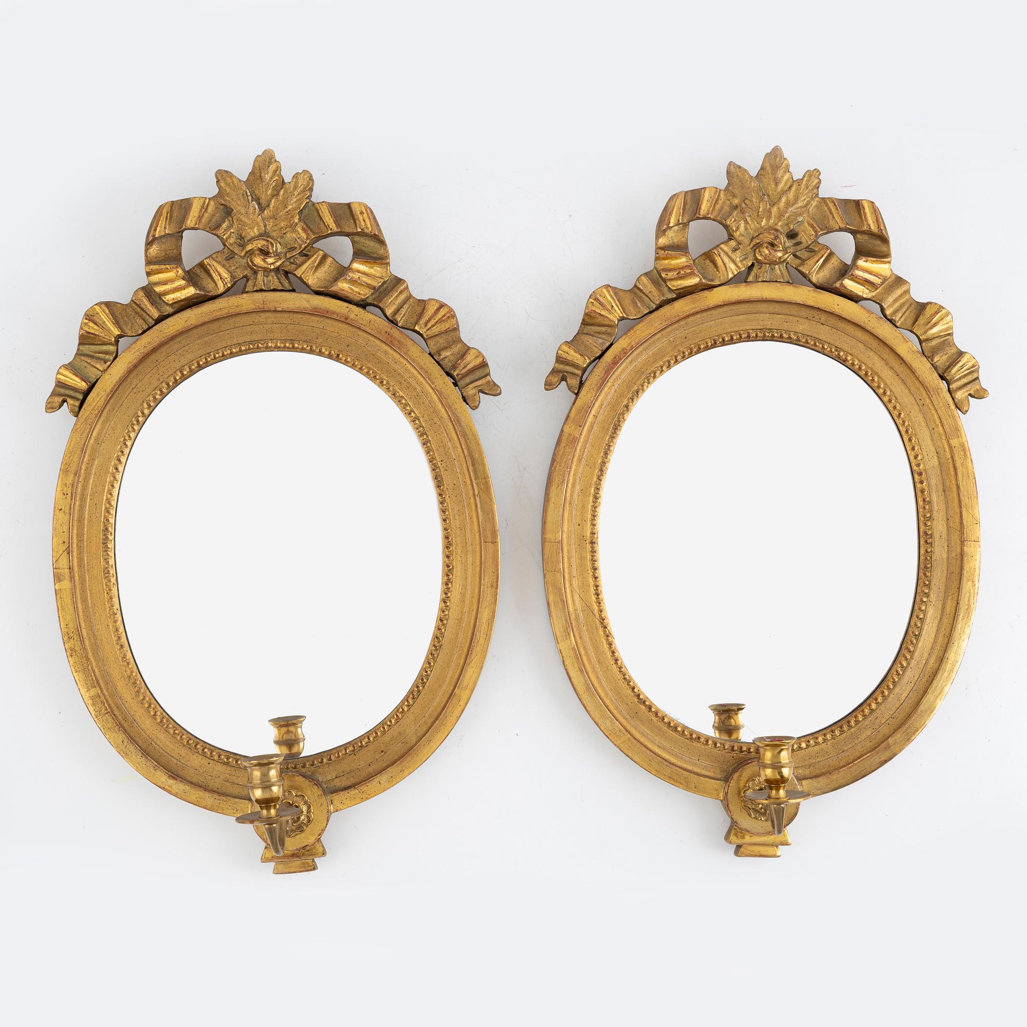Mirror sconces, a pair, Gustavian style, 20th century.