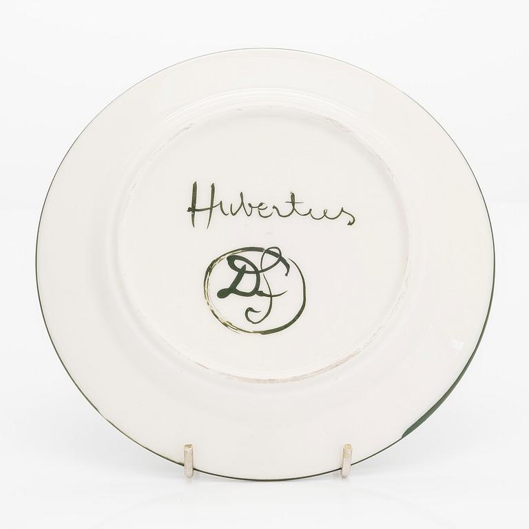 Dorrit von Fieandt, a unique porcelain 'Hubertus' plate, signed DF.