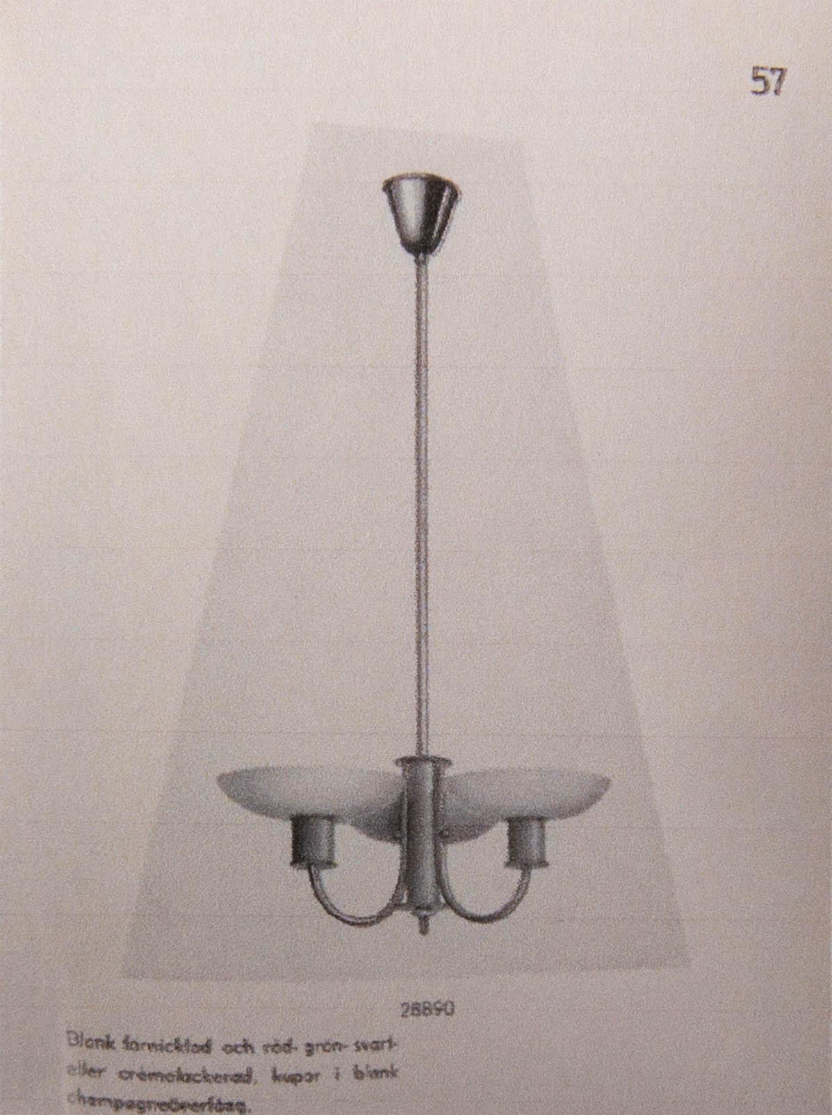 Erik Tidstrand, ceiling lamp, model "28890", Nordiska Kompaniet, 1930s-40s.