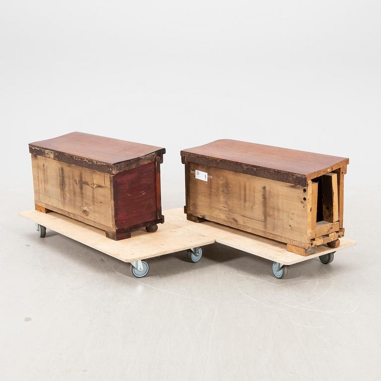 A set of table and two benches from a ship 20th century.