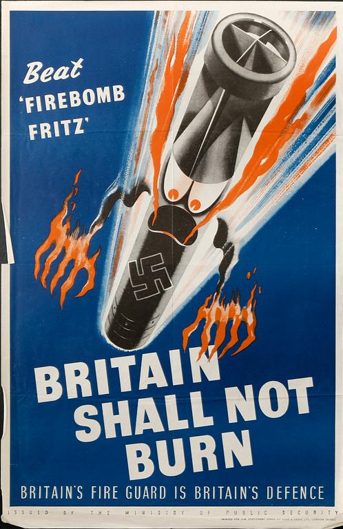 KRIGSAFFISCH, Britain shall NOT burn, England 1940.
