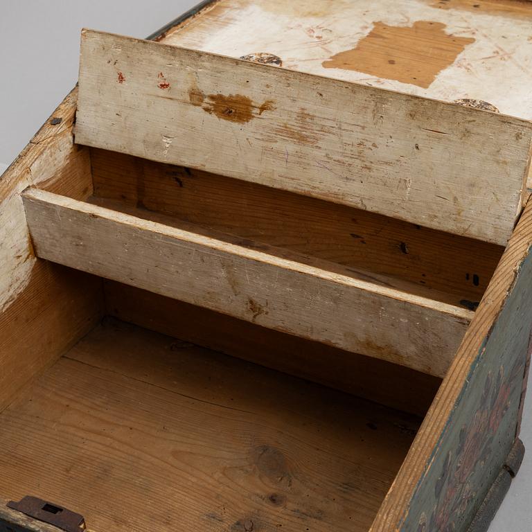 A Swedish polychrome-painted writing box, dated 1788.